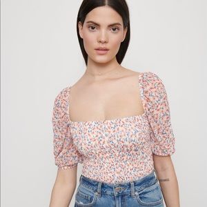 NWOT Dynamite Smocked Floral Crop Top